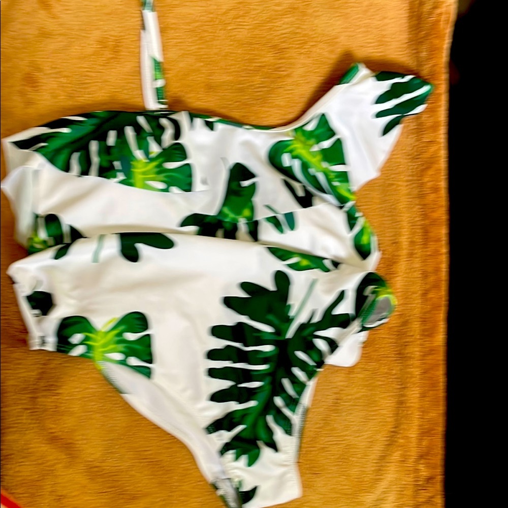 Tropical Leaf Print Swimsuit